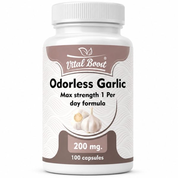 Garlic Extract for Heart & Cholesterol Support  مستخلص الثوم منزوع الرائحة لصحة القلب والشرايين وتخفيض مستويات الكلسترول