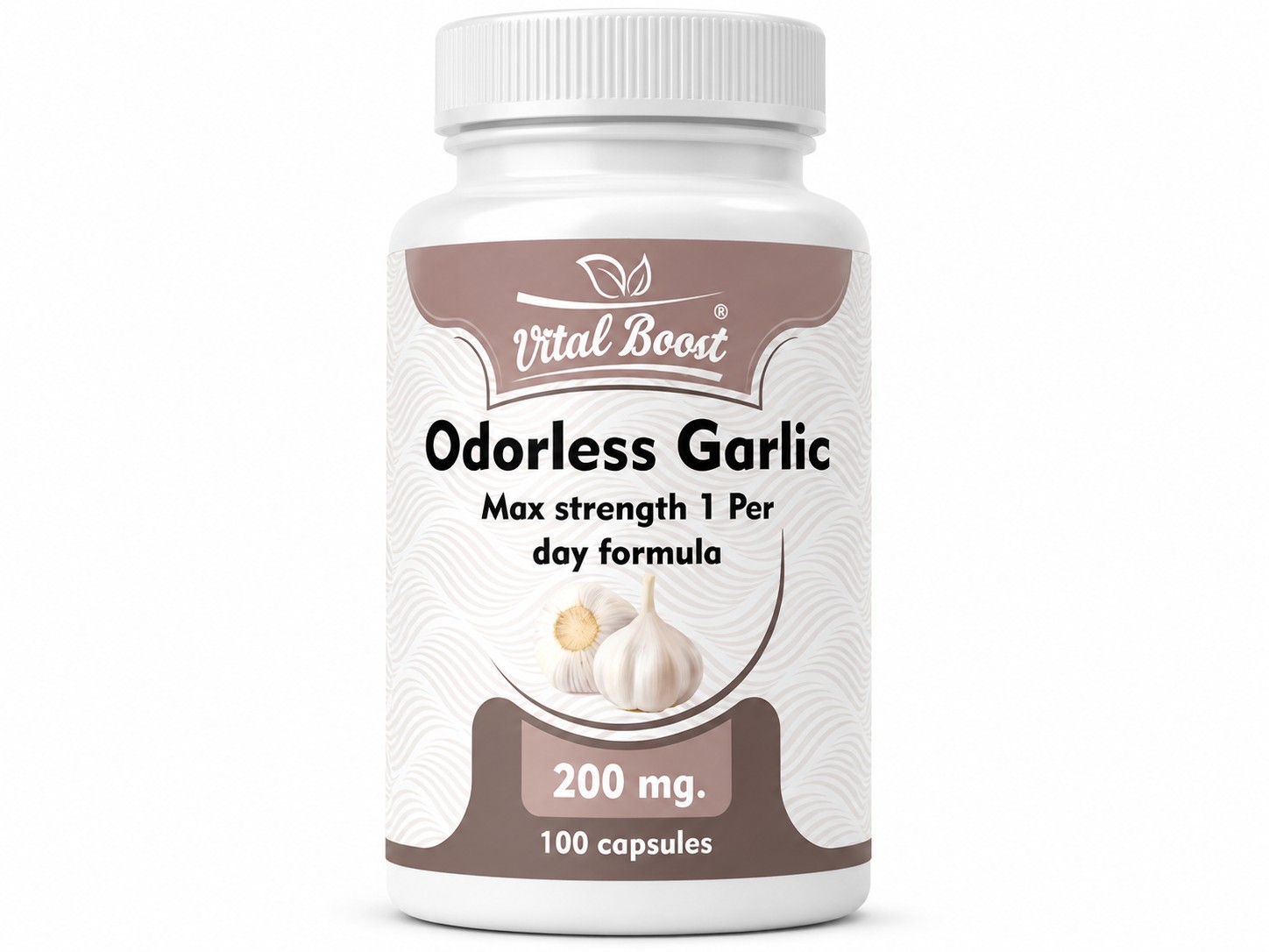 garlic front Garlic Extract for Heart & Cholesterol Support مستخلص الثوم منزوع الرائحة لصحة القلب والشرايين وتخفيض مستويات الكلسترول - الصورة 1